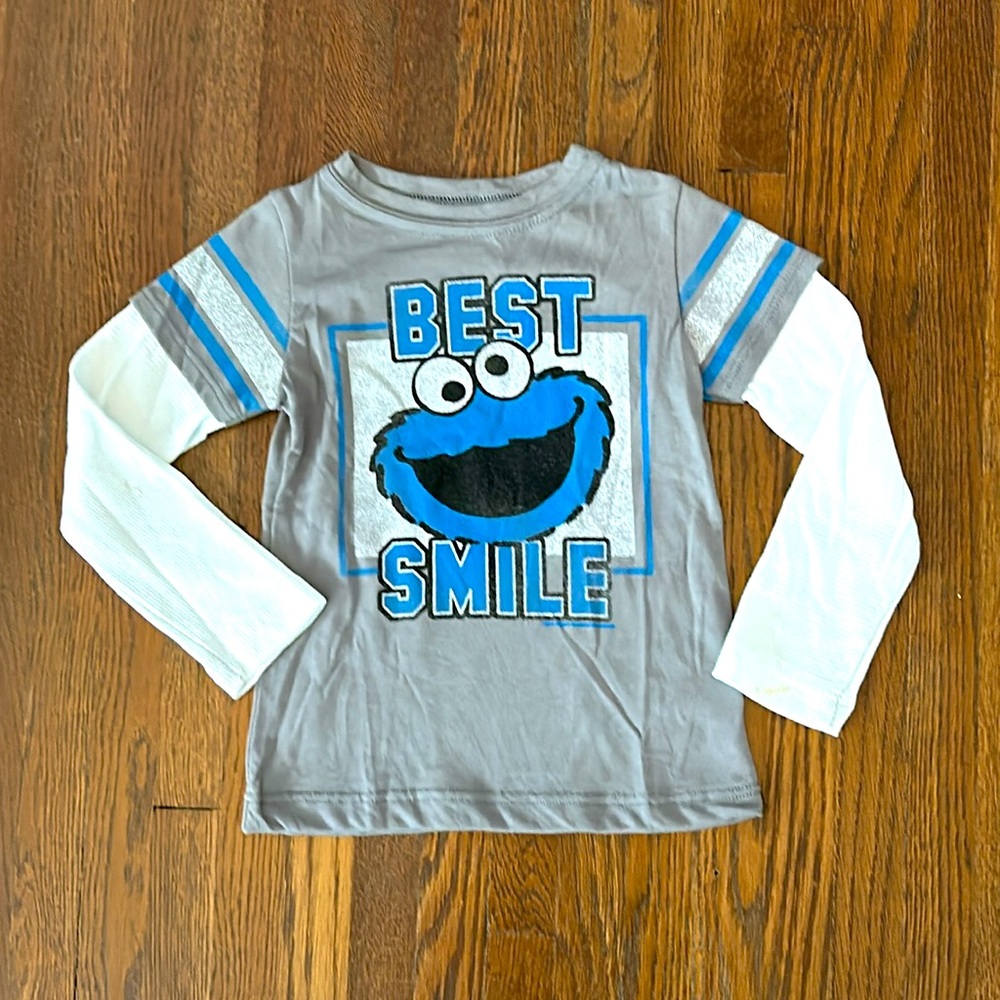 Cookie Monster Best Smile Long Sleeve Layered Shirt 3T / NWOT
